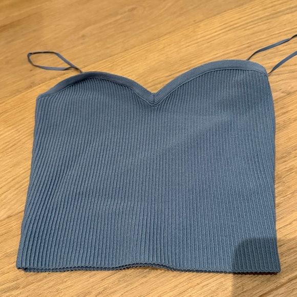 Babaton Blue Ribbed tube top Aritzia XS sculpt knit - Picture 1 of 2